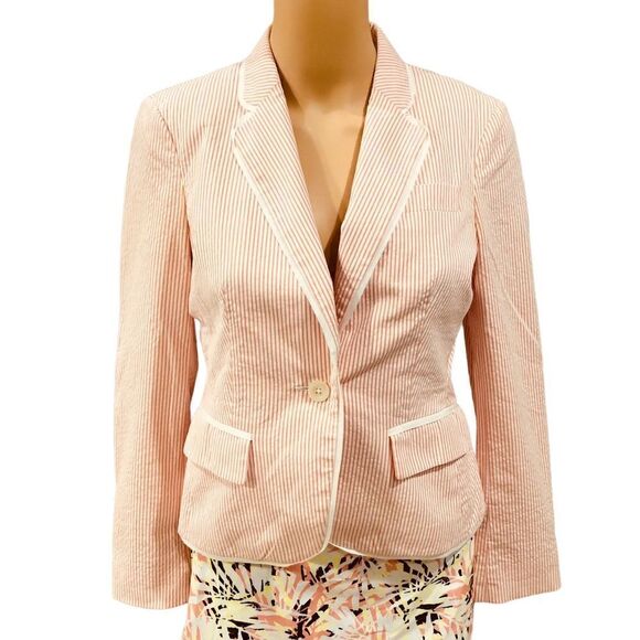 Brooks Brothers Stellita Fit Coral Striped Women’s Blazer Jacket NWOT - Picture 1 of 14